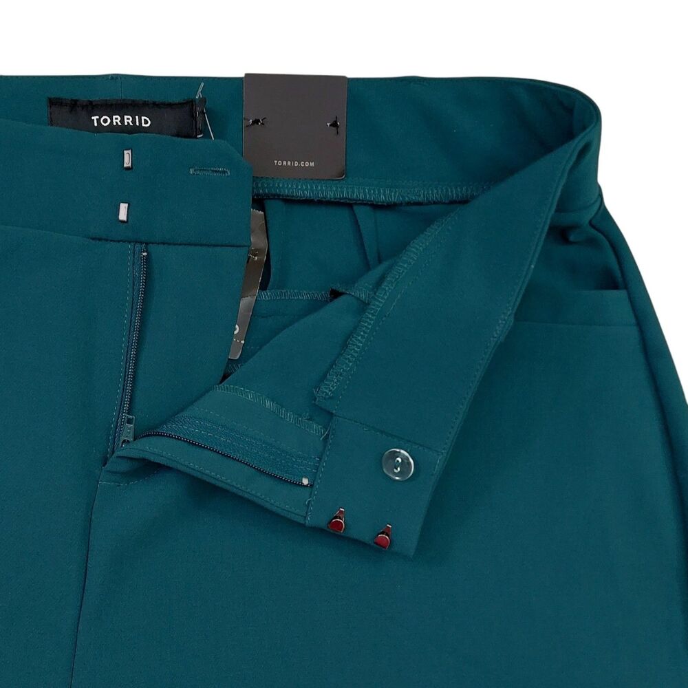 Torrid Structured Wide Leg Pant Trouser Womens 14 Dark Teal Plus High Rise Work - Picture 5 of 11
